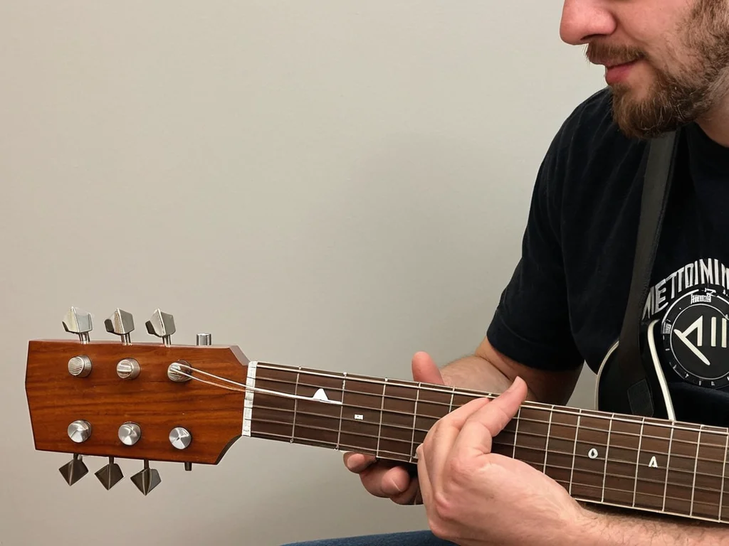 Beginner guitarist using a metronome to improve rhythm