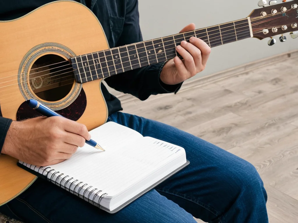 Musician writing down chord progressions