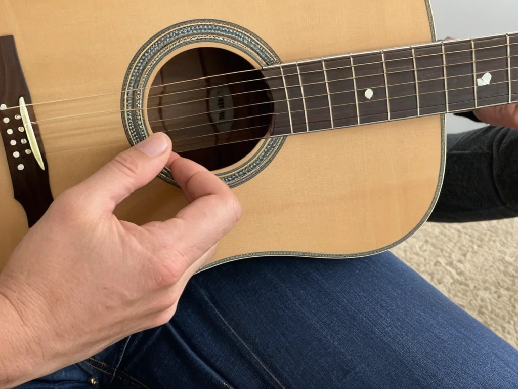 Finger placement for A minor chord