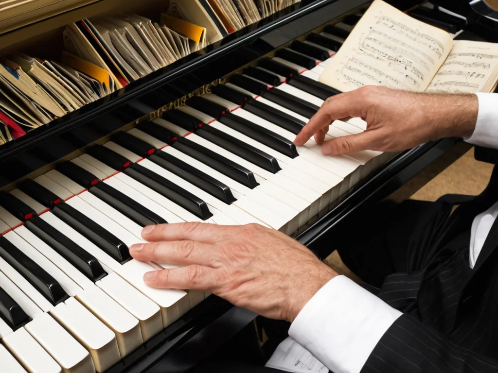 Confident fingers flying across piano keys