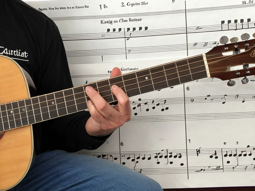 Guitarist playing E major scale