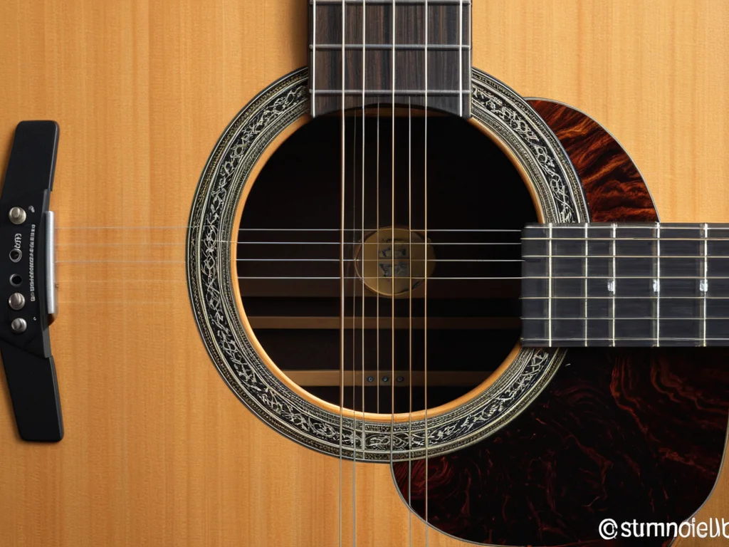 Guitarist's hands performing basic strumming patterns on an acoustic guitar