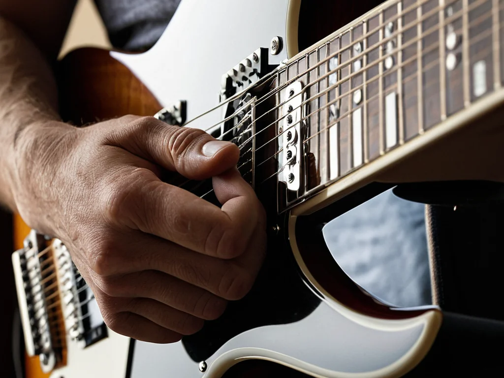 Guitarist practicing electric guitar