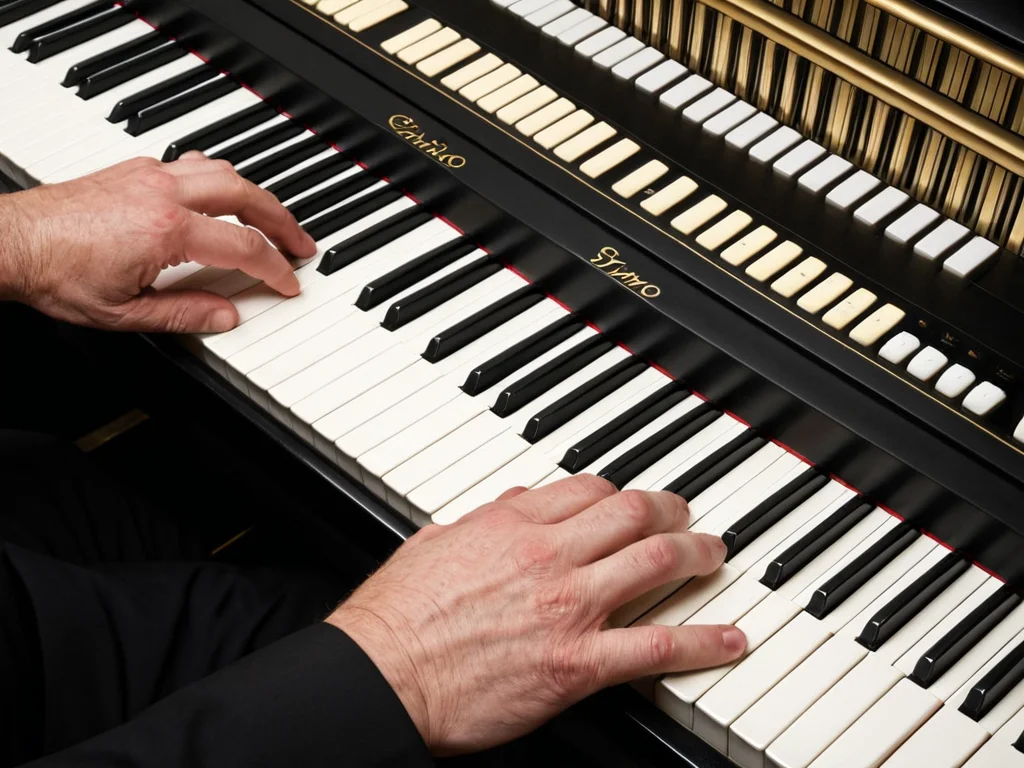 A pianist practicing tempo on a keyboard
